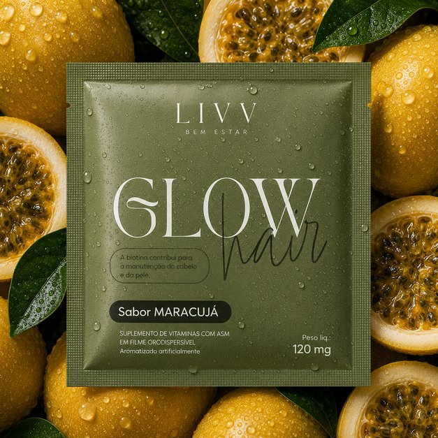 Sachê LIVV Glow Hair sabor maracujá